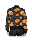 Halloween Pumpkin Spider Print Bomber Jacket Halloween Pumpkin Spider Print Bomber Jacket