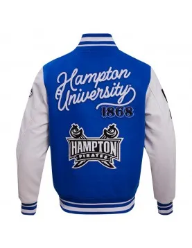 Hampton Pirates HBCU Royal and White Varsity Jacket