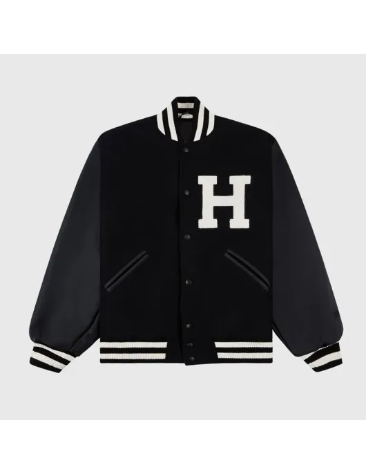 Harvard University Black Varsity Wool & Leather Jacket Harvard University Black Varsity Wool & Leather Jacket