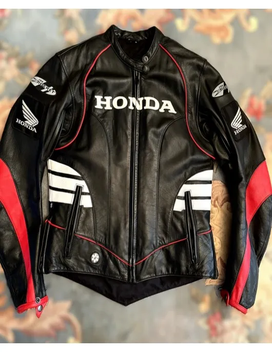 Honda CBR Women's Black Leather Motorcycle Jacket