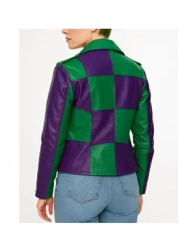 Joker Green and Purple Biker Leather Jacket