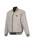 Kansas City Chiefs Black/Gray Full-Zip Reversible Flight Jacket