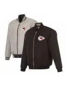 Kansas City Chiefs Black/Gray Full-Zip Reversible Flight Jacket