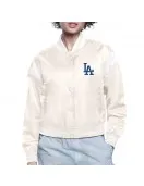 LA Dodgers Printed Logo Black Varsity Satin Jacket