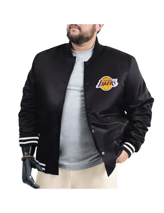 LA Lakers Adaptive Bold Logo Varsity Satin Jacket