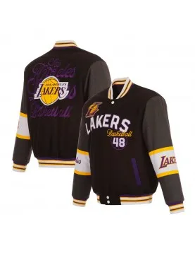 LA Lakers Black and Charcoal Varsity Wool Jacket