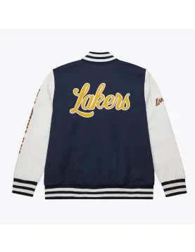 LA Lakers Navy and White Fleece Varsity Jacket