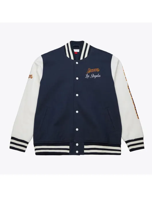 LA Lakers Navy and White Fleece Varsity Jacket