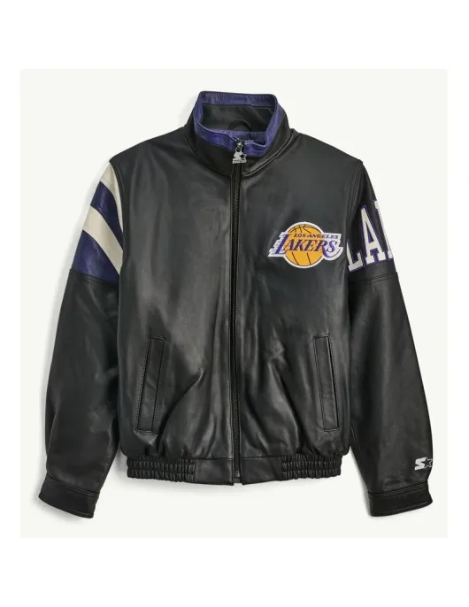 LA Lakers Retro Full Zip Leather Jacket
