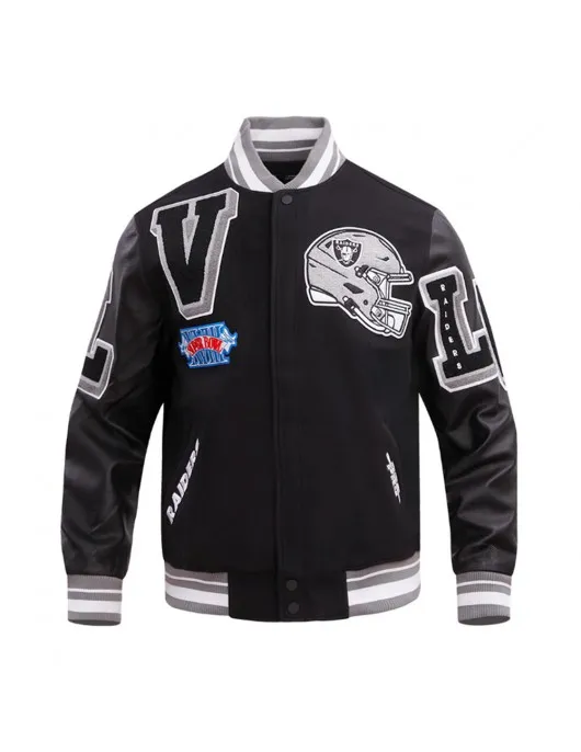 Las Vegas Raiders Mashup Classic Rib Varsity Jacket Las Vegas Raiders Mashup Classic Rib Varsity Jacket