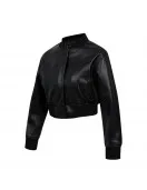 Los Angeles Dodgers Washed Crystalline Women's Cropped Leather Jacket