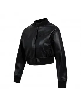 Los Angeles Dodgers Washed Crystalline Women's Cropped Leather Jacket