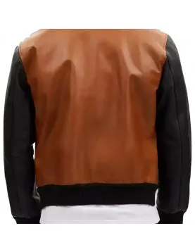Holt Men’s Brown and Black Leather Varsity Jacket