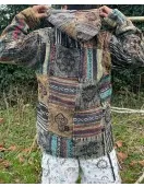 Men's Boho Patchwork Fleece-Lined Winter Jacket