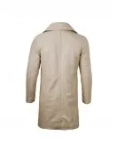Men’s Beige Real Leather Coat – Notch Lapel