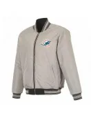 Miami Dolphins Black/Gray Full-Zip Reversible Flight Jacket
