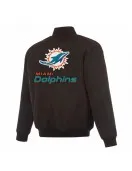 Miami Dolphins Black/Gray Full-Zip Reversible Flight Jacket