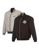 Miami Dolphins Black/Gray Full-Zip Reversible Flight Jacket