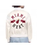 Miami Heat Printed Logo Varsity Satin Jacket Miami Heat Printed Logo Varsity Satin Jacket