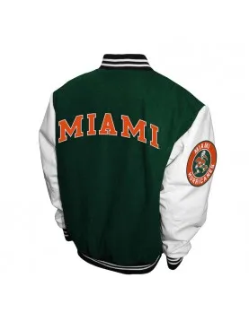 Miami Hurricanes Graduate Green and White Varsity Jacket