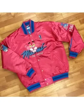 Miami Pink Panther Satin Varsity Jacket