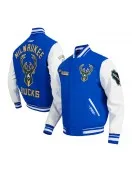 Milwaukee Bucks 2024/25 City Edition Chenille Blue Varsity Jacket Milwaukee Bucks 2024/25 City Edition Chenille Blue Varsity Jacket