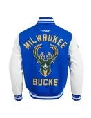 Milwaukee Bucks 2024/25 City Edition Chenille Blue Varsity Jacket Milwaukee Bucks 2024/25 City Edition Chenille Blue Varsity Jacket