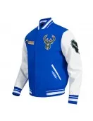 Milwaukee Bucks 2024/25 City Edition Chenille Blue Varsity Jacket Milwaukee Bucks 2024/25 City Edition Chenille Blue Varsity Jacket