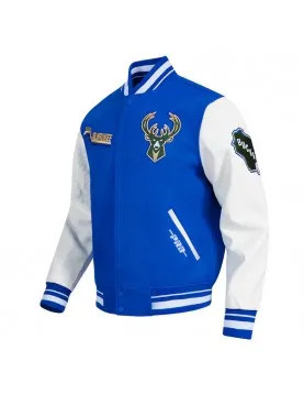 Milwaukee Bucks 2024/25 City Edition Chenille Blue Varsity Jacket