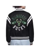 Milwaukee Bucks Printed Logo Varsity Satin Jacket Milwaukee Bucks Printed Logo Varsity Satin Jacket