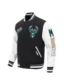 Milwaukee Bucks Script Tail Classic Rib Varsity Jacket