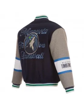 Minnesota Timberwolves Navy and Gray Varsity Wool Jacket