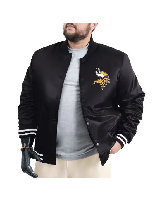 Minnesota Vikings Adaptive Team Graphic Varsity Satin Jacket
