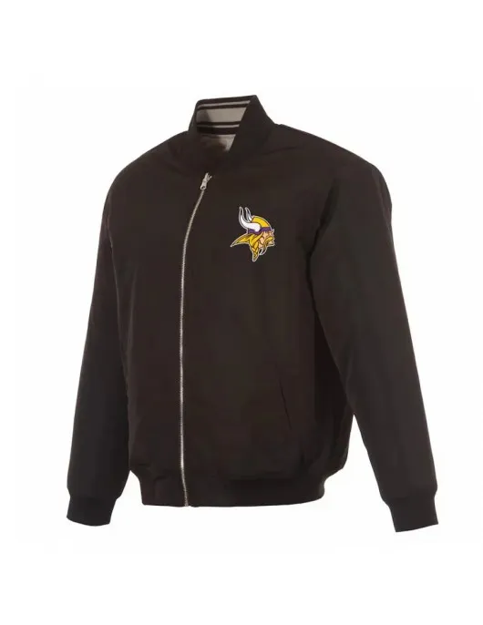 Minnesota Vikings Black/Gray Full-Zip Reversible Flight Jacket