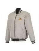 Minnesota Vikings Black/Gray Full-Zip Reversible Flight Jacket