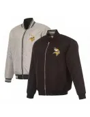 Minnesota Vikings Black/Gray Full-Zip Reversible Flight Jacket