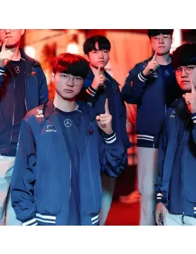 MSI 2024 T1 Blue Satin Blue Bomber Jacket