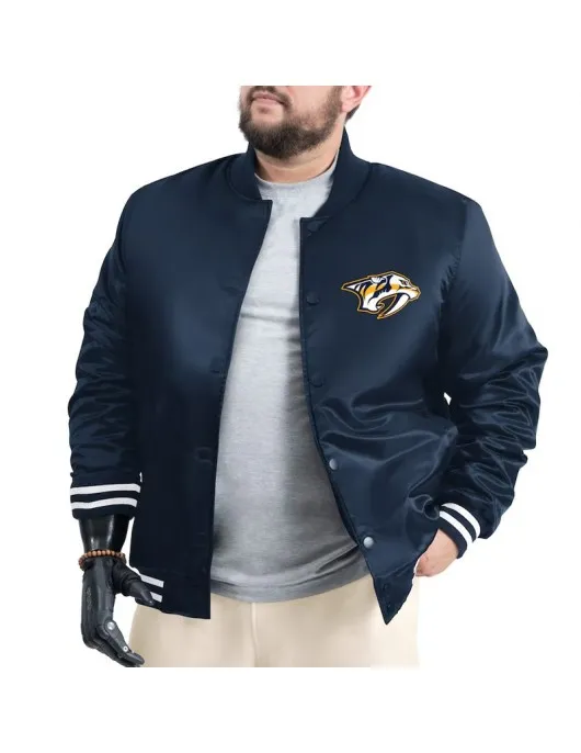 Nashville Predators Adaptive Bold Logo Varsity Satin Jacket
