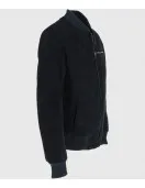 Noah Mens Navy Blue Bomber Suede Leather Jacket Noah Mens Navy Blue Bomber Suede Leather Jacket