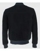 Noah Mens Navy Blue Bomber Suede Leather Jacket Noah Mens Navy Blue Bomber Suede Leather Jacket