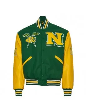 Norfolk State University Green and Gold Varsity Jacket - Unisex Wool &amp; Leather