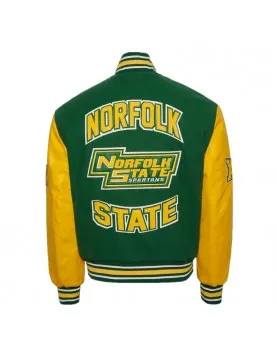 Norfolk State University Green and Gold Varsity Jacket - Unisex Wool &amp; Leather