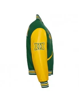 Norfolk State University Green and Gold Varsity Jacket - Unisex Wool &amp; Leather