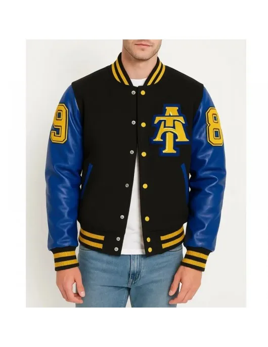 North Carolina A&T Aggie Black and Blue Varsity Jacket North Carolina A&T Aggie Black and Blue Varsity Jacket