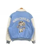 North Carolina Light Blue and White Varsity Leather Jacket