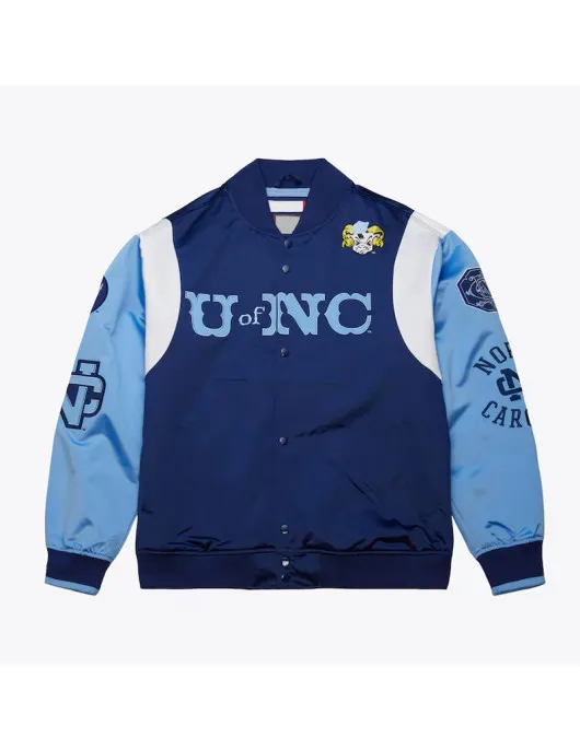 North Carolina Tar Heels Team Origins Blue Satin Jackets