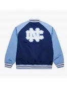 North Carolina Tar Heels Vintage Logo Double Clutch Blue Satin Jacket