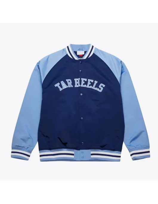 North Carolina Tar Heels Vintage Logo Double Clutch Blue Satin Jacket