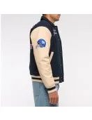 NY Giants Navy and Eggshell Varsity Bomber Jacket