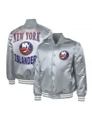 NY Islanders Adaptive Bold Logo Varsity Satin Jacket